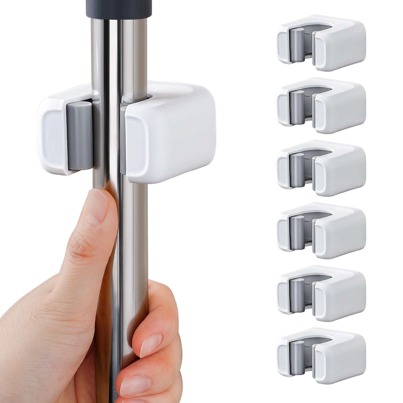 Mop & Broom Wall Mount - No Drill Storage -1
