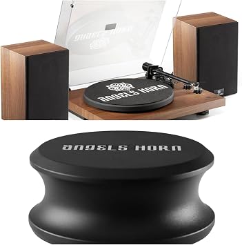 ANGELS HORN Vinyl Record Player & Record Weight Stabilizer Bundle