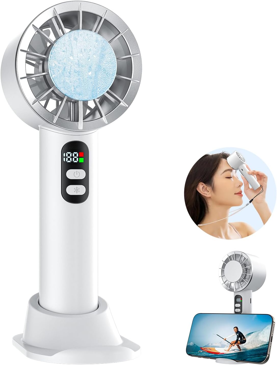 Amazon.co.jp: 手持ち扇風機 ハンディーファン アイスポット HF-01-W 携帯扇風機 卓上扇風機 【2023最新 冷感プレート ...