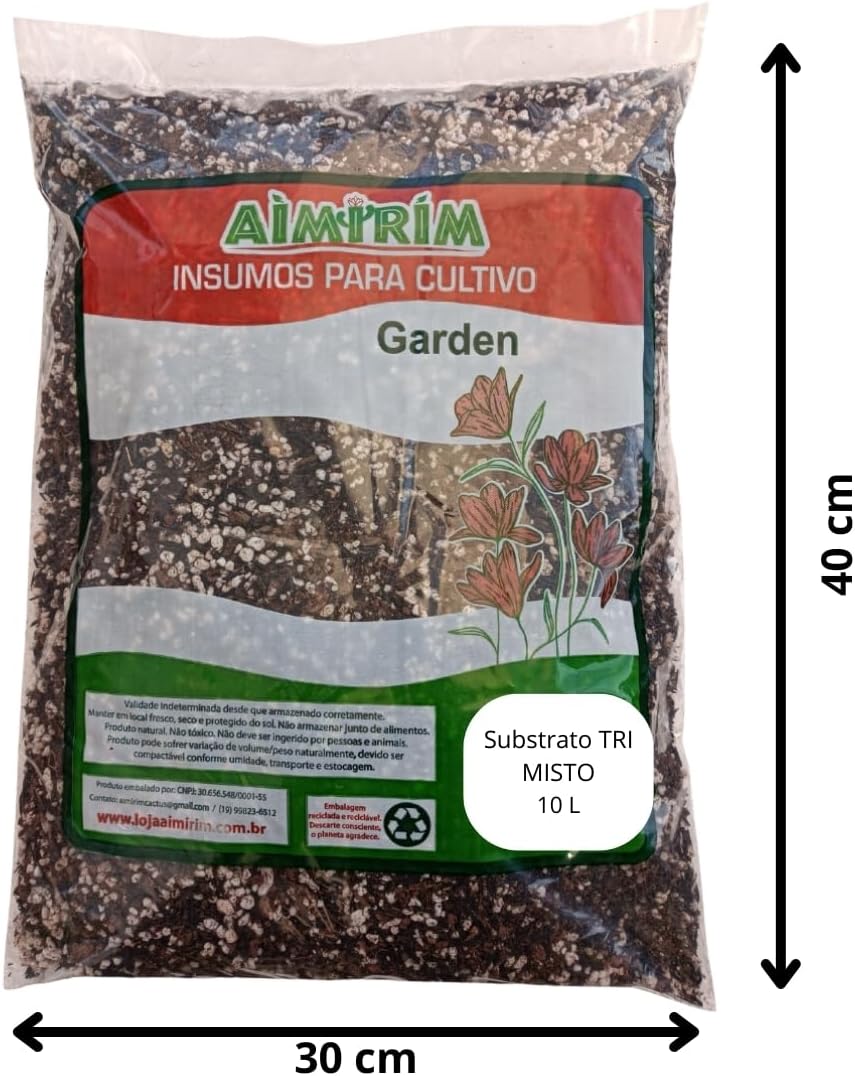 10 Litros Substrato Misto: Turfa, Perlita E Casca de arroz carbonizada