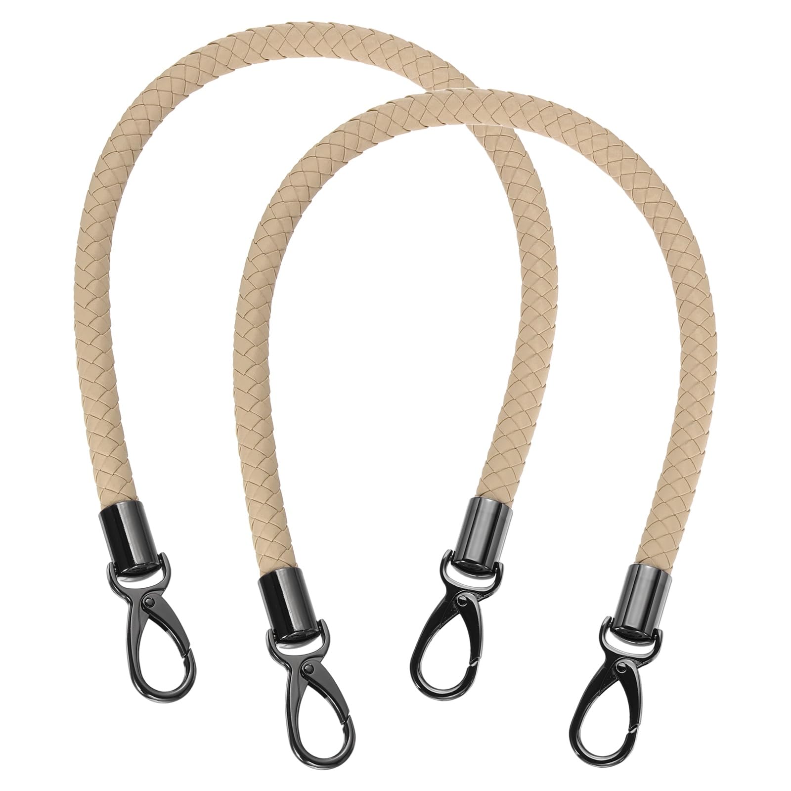 sourcing map 2 Pcs Braided Purse Strap, 55cm 21.7" PU Leather Purse Strap for Handbag Bag Handle Replacement for DIY Making Handbag Underarm Bag, Beige Apricot (Black Buckle)