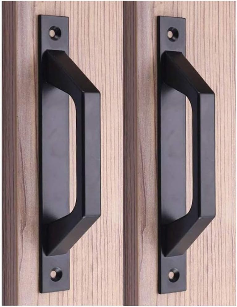 2 Pc Poignées De Porte Coulissante Rectangulaires Encastrées En Alliage D'aluminium Noir Mat Avec Vis De Montage Pour Porte Coulissante De Grange 84542455