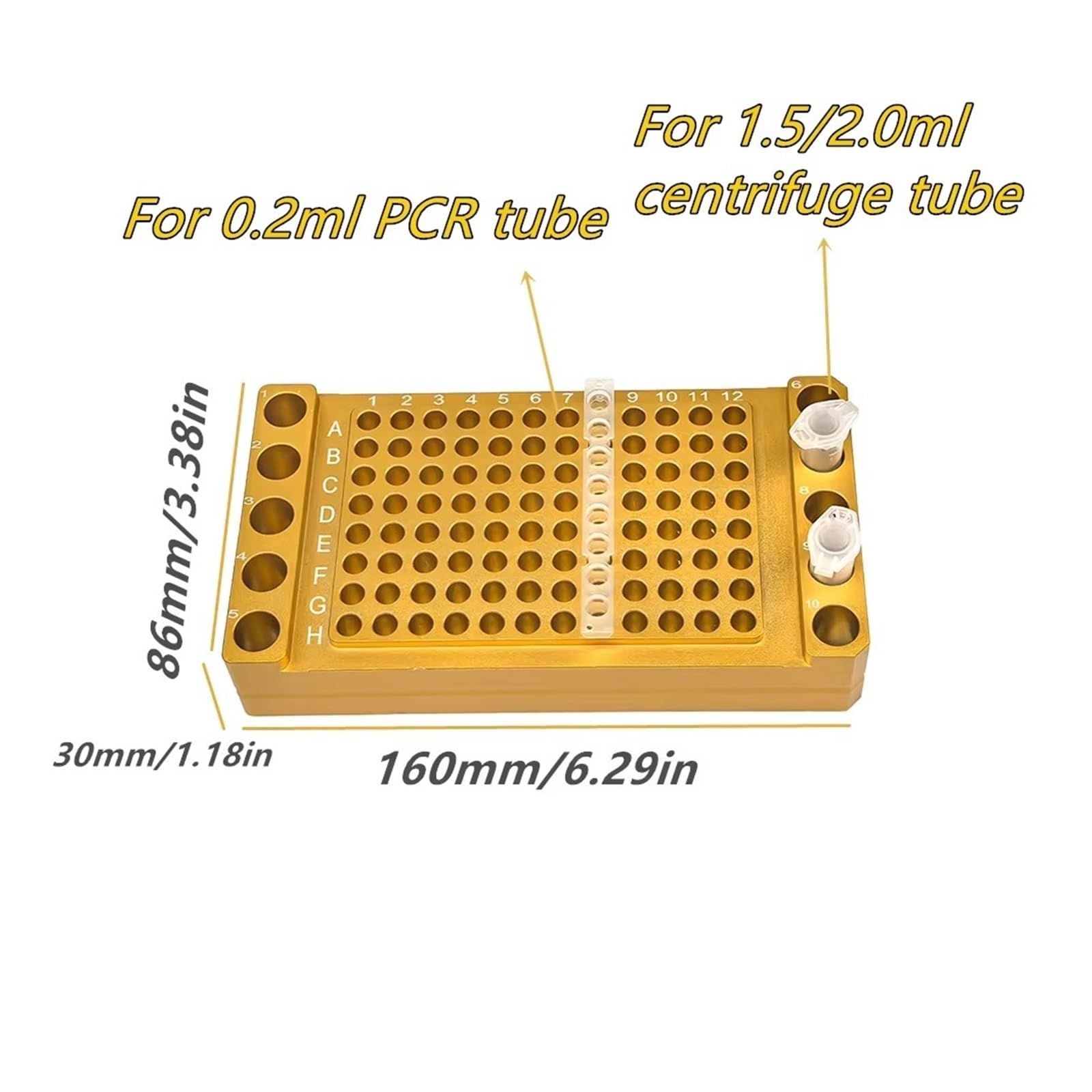 1 bloque de enfriamiento de aluminio con 106 pocillos (96 pocillos for tubos PCR de 0,2 ml y 10 for tubos de 1,5/2 ml).(106Hole-3)