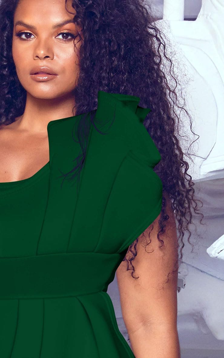 Memoriesea Women's Elegant One Shoulder Pleated Detail Bodycon Party Club Midi Dress - Image 5