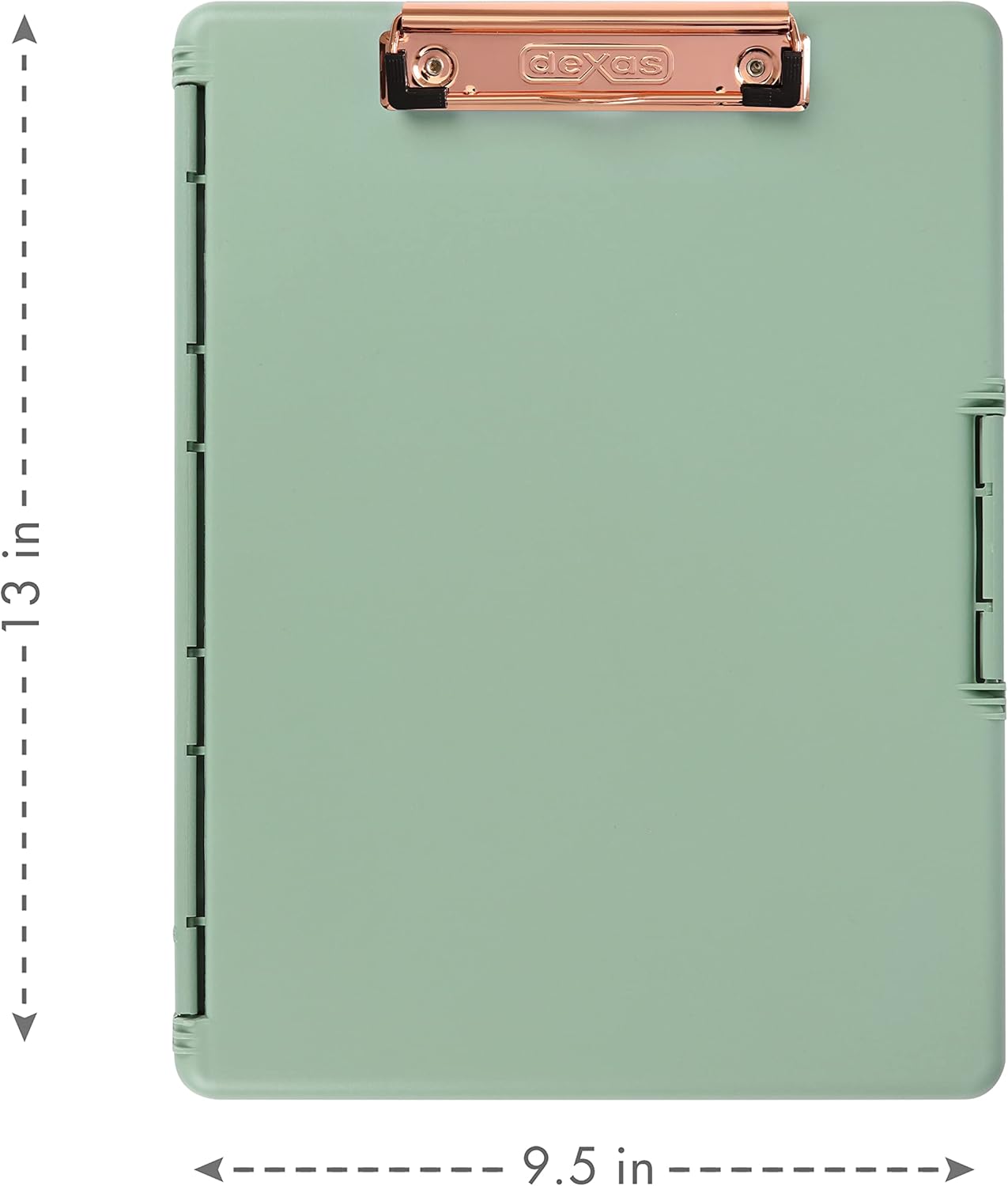 Dexas Slimcase 2 Storage Clipboard with Side Opening, 12.5 x 9.5 inches, Sea Foam Green with Rose Gold Clip 3517R-5503 : Office Products