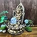 Golden Ganesha Lotus Fountain – 12-inch Indoor/Outdoor Water Feature with LED Crystal Ball, Plastic & Resin Décor (B)