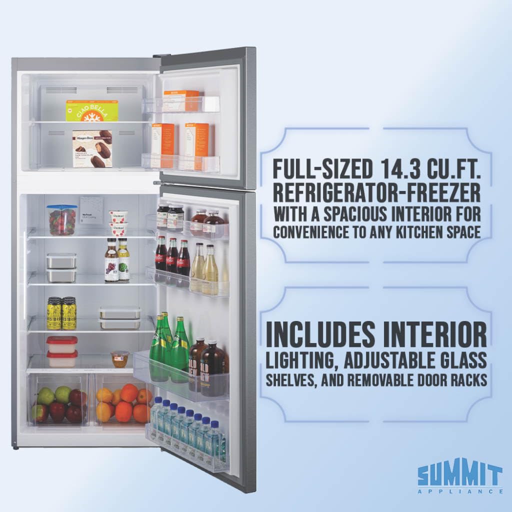 Summit 28" Refrigerator, Top Mount Freezer, Full Size, Energy Star Certified, White- CTR15SS (Stainless Steel, Right Hand Door) on Fridge.com