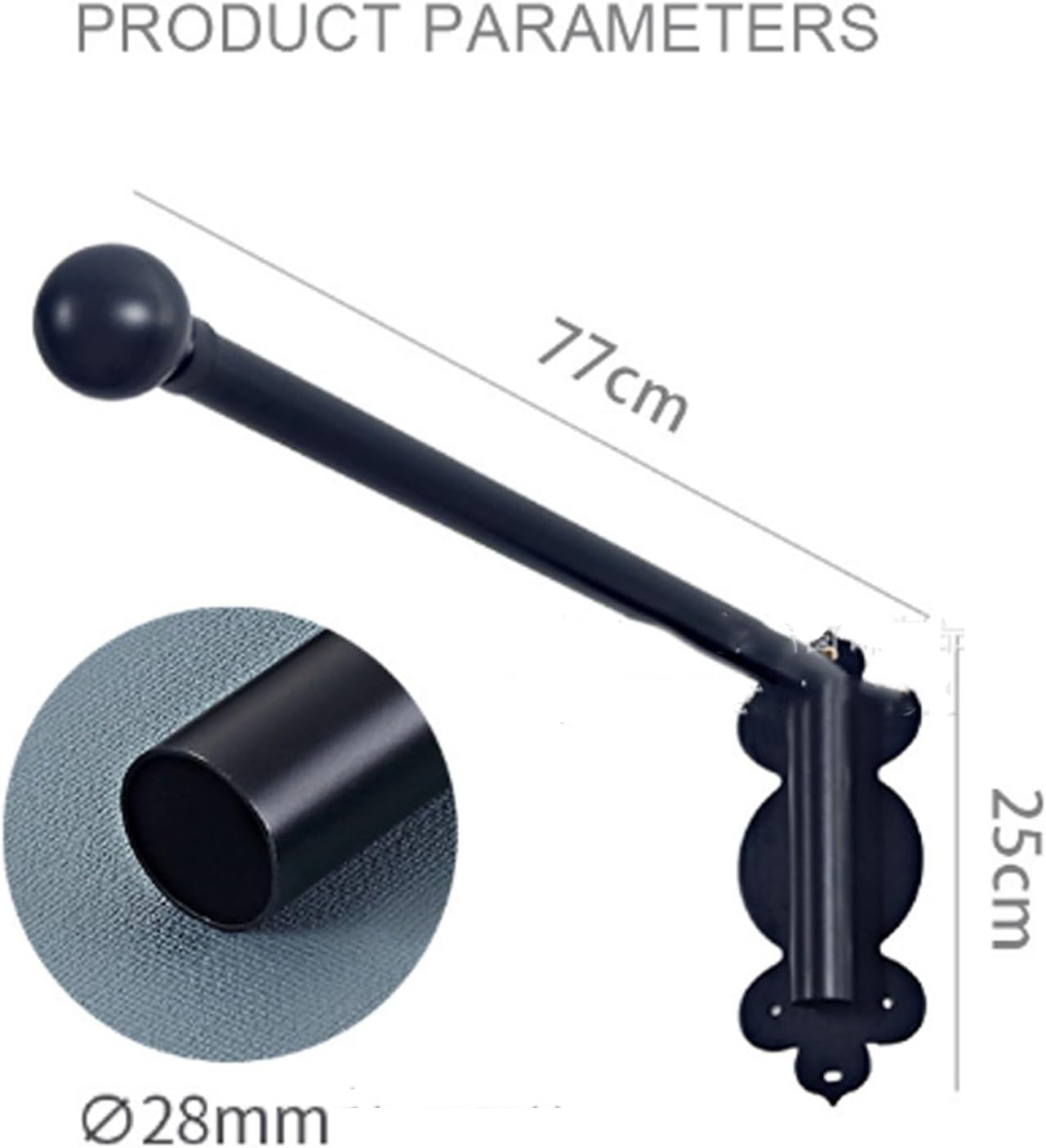 Black Curtain Rod 150cm Adjustable Drapery Arm for Window & Door Swing Arm Display Stand with Hook and Loop Perfect for Side Panels & Home Decor