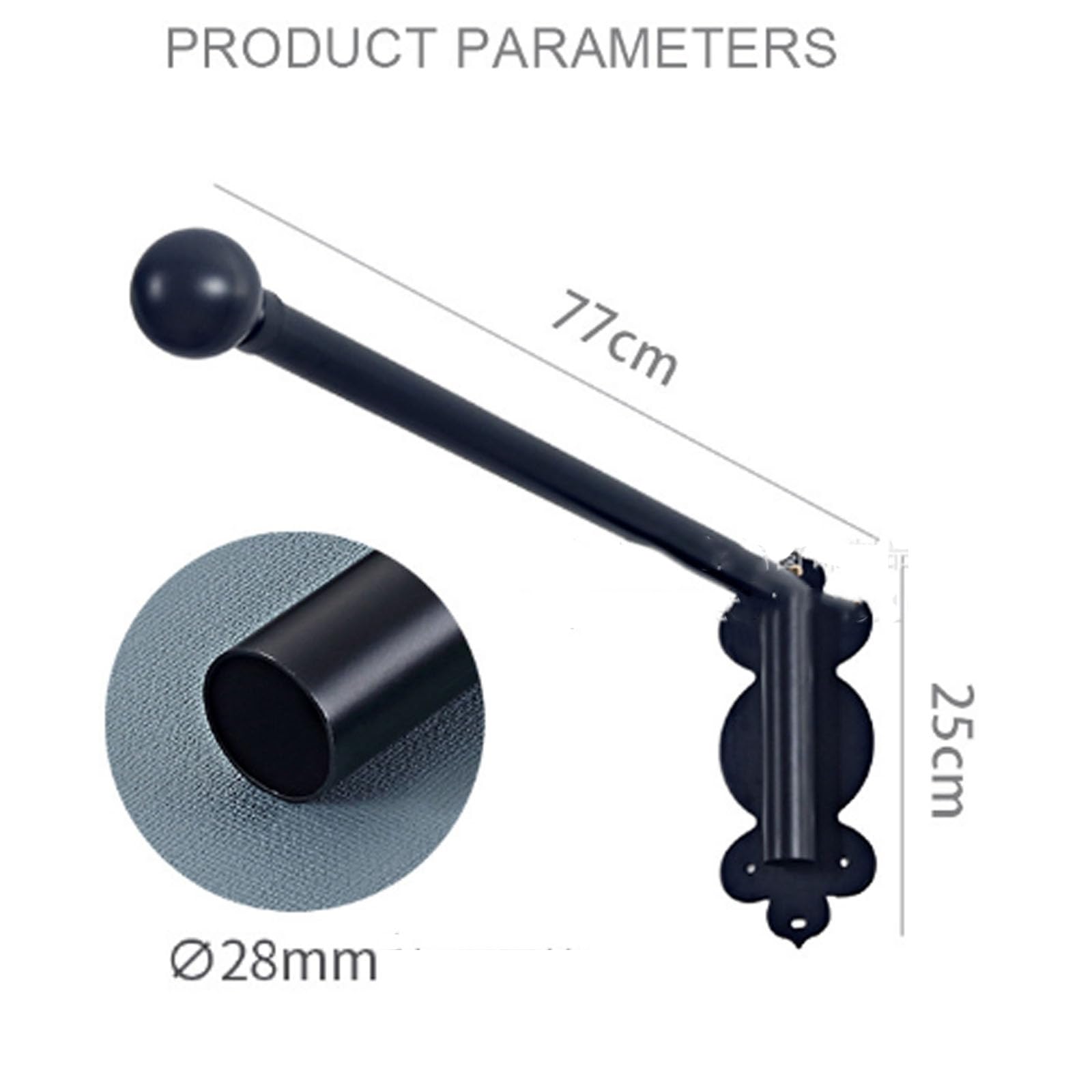 Tringles à Rideaux à 180°pour Fenêtres,Tringles à Rideaux à Bras Pivotant Robustes,Tringle à Rideau à Bras Oscillant,Tringle Portière pour Panneaux Latéraux(Size:120cm,Color:Noir)