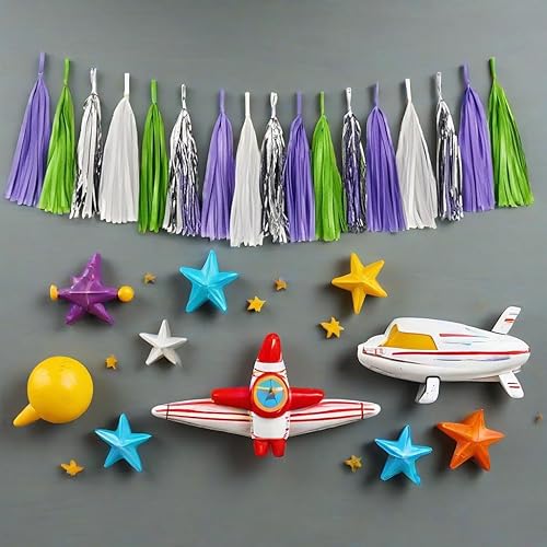 Miniatura 12 de Guirnalda de borlas brillantes de papel de seda, decoración de mesa, borlas para decoración de fiesta, suministros para bodas, cumpleaños, Negro