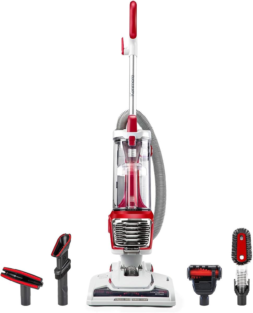 Amazon.com - Kenmore DU2015 Bagless Upright Vacuum Lightweight Carpet Cleaner with 10’Hose, HEPA Filter, 4 Cleaning Tools for Pet Hair, Hardwood Floor, Red