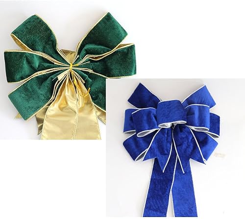 Miniatura 7 de Arco grande rojo de 23.6 in, colgante de decoración de árbol de Navidad, franela rojo vino, adornos de nudo grande para árbol de Navidad, coronas,