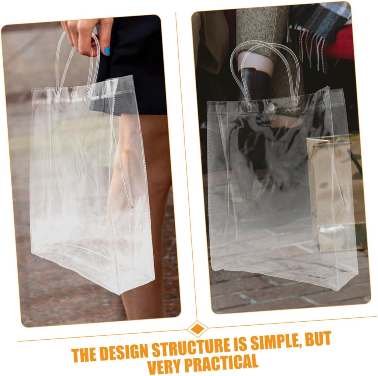 NOLITOY Pvc Handbags Handles 10pcs Bulk Women Small Plastic Bags Handles for Shopping Business Party