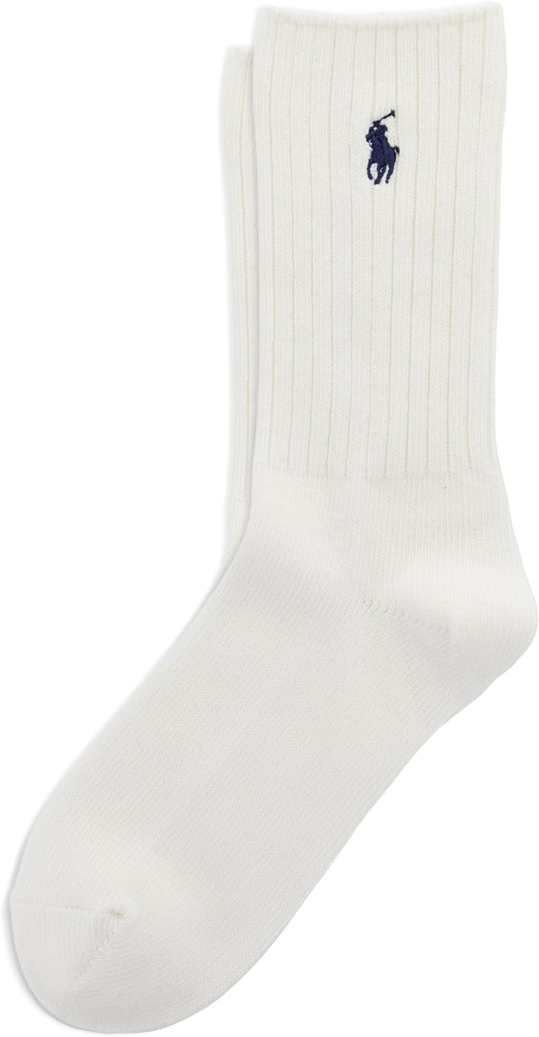 POLO RALPH LAUREN Women's Casual Solid Color Crew Socks - 1 Pair - Combed Cotton Comfort