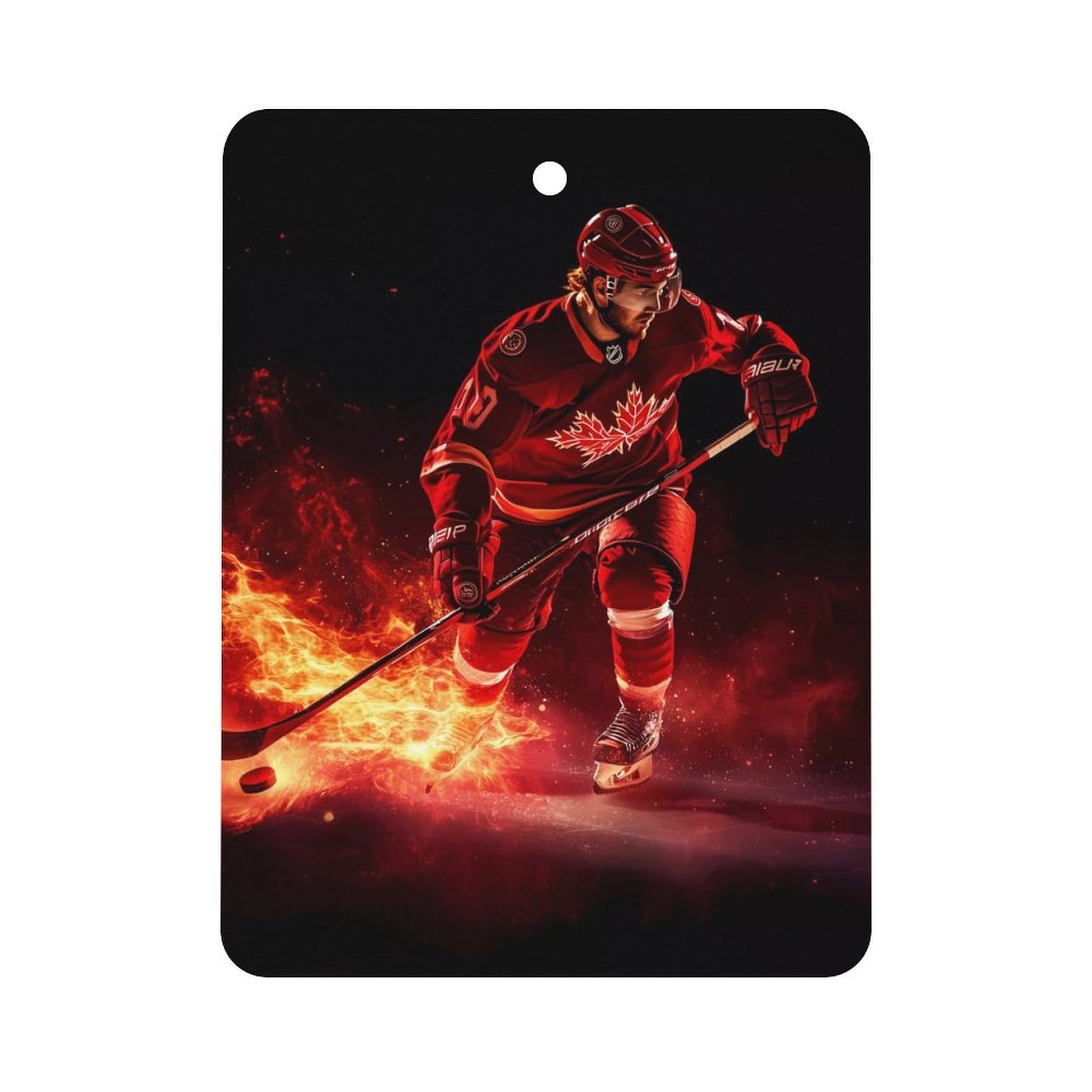 Fire Ice Hockey Player Car Air Freshener Hanging Aromatherapy Tablets for Car Accessories Square