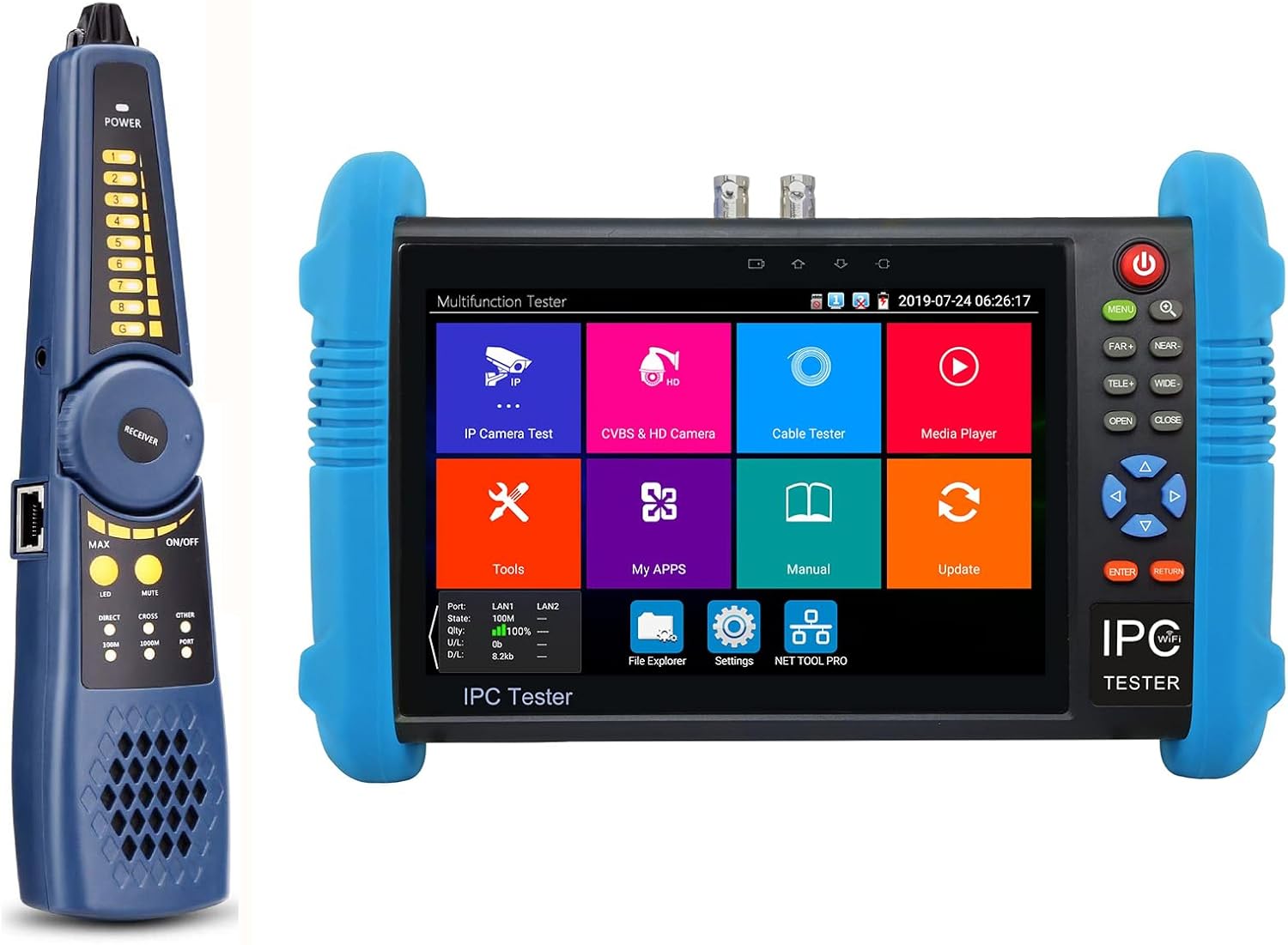 EVERSECU 7 Inch Touch Screen 5 in 1 CCTV Tester with Cable Tracer, Support Upt to 4K IP Camera & 8.0 Megapixel AHD, TVI, CVI & CVBS Analog Camera, with Keyboard/IP Discovery/POE Output/APP