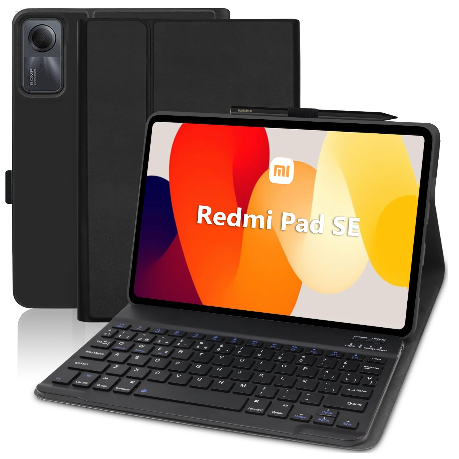 Funda con teclado Xiaomi Redmi Pad SE 11 carcasa trasera suave negra teclado magnético 2023 8