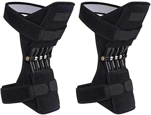 1 par de rodilleras con resortes de rebote, envoltura de soporte de rótula de levantamiento de potencia, almohadilla estabilizadora de