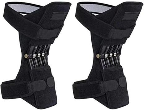 1 Pair Knee Booster Brace with Rebound Springs, Power Lift Patella Support Wrap, Joint Stabilizer Pad, Knee Protection Booster for Weak Legs, Pain Relief