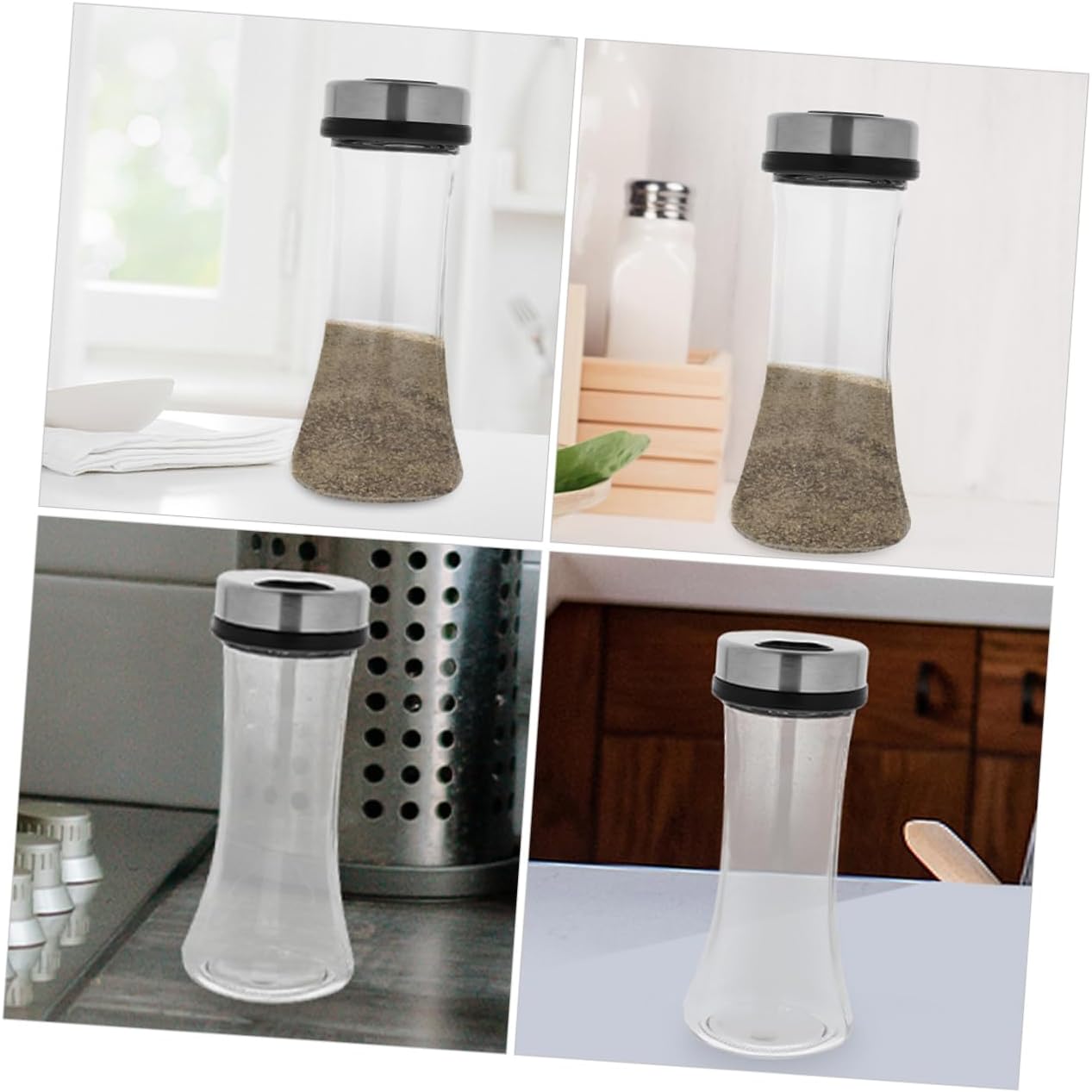Garneck 2pcs Salt Dispenser with Adjustable Pouring Practical Seasoning Bottles for Home Kitchen Camping Barbecue Each