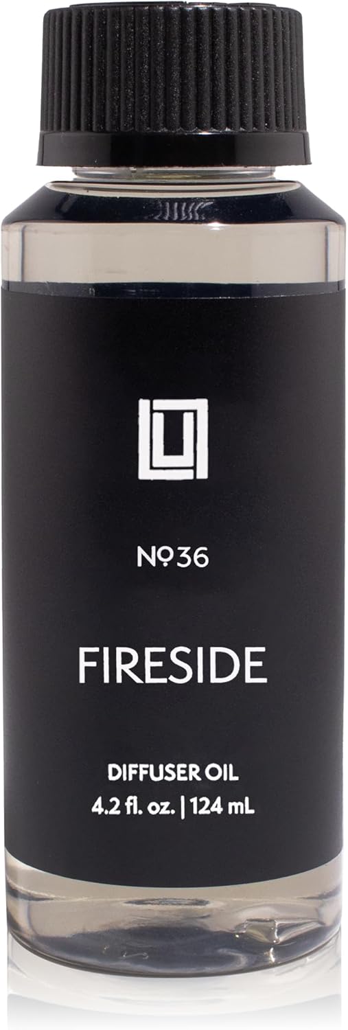Lulu Candles - Fireside - Luxury Fragrance Oil for Waterless Cold Air Diffusers - Aromatherapy Fragrance Oil Blend for The Home or Office – Smells Smokey & Woody - 120mL, 4.0 fl oz