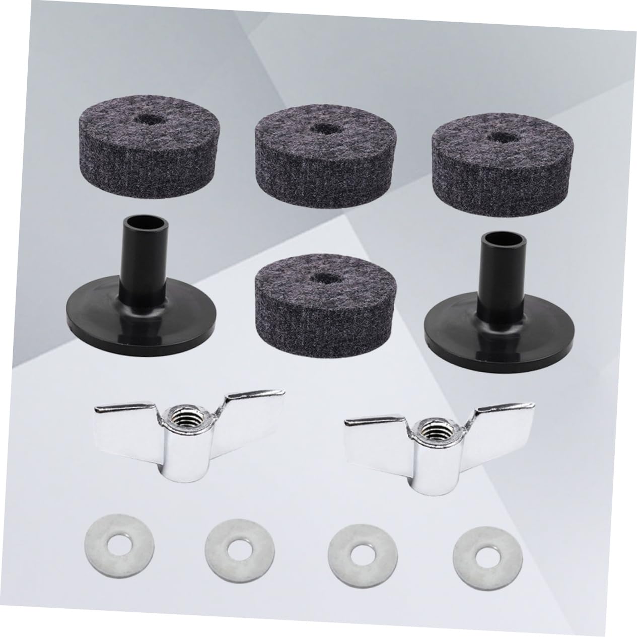 BESPORTBLE 12 1 Drum Cymbal Accessory Set Cymbal Felt Washers and Sleeves for Optimal Performance in Silver and Grey Durable and Soft