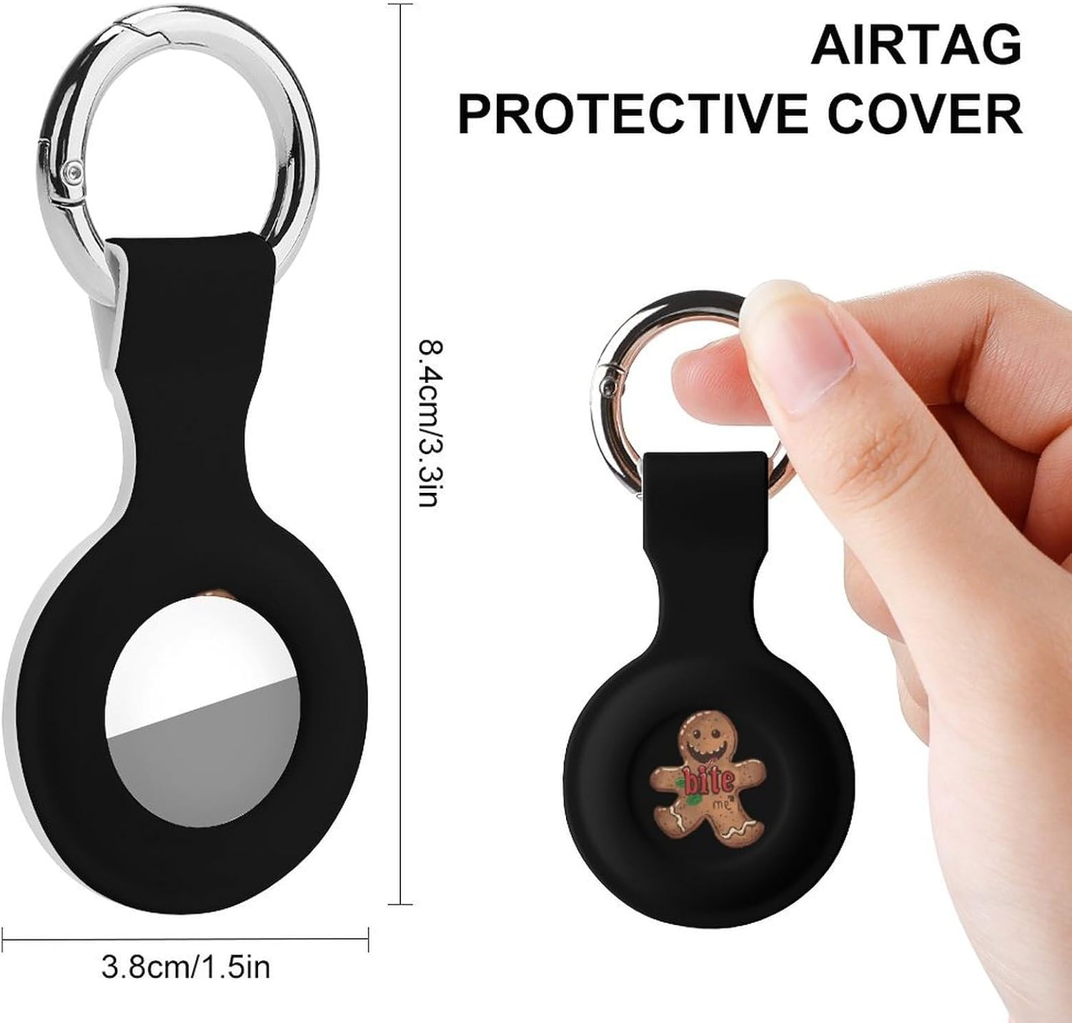 Funny Christmas Bite Me Gingerbread Shockproof GPS Tracker Cover Key Chain 1PCS image 2