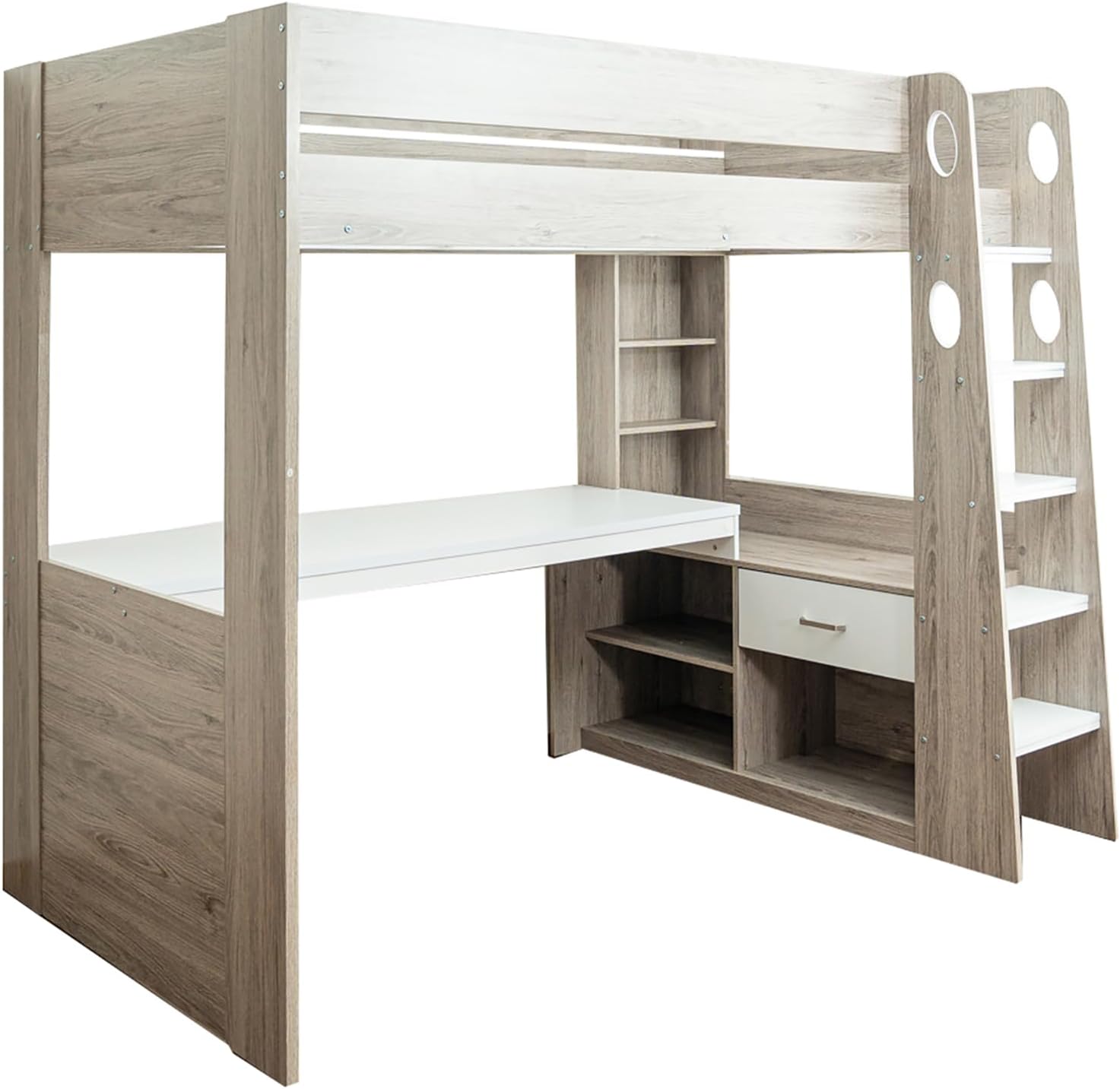 高さ110cm】ロフトベッド パイプベッド シングル 一人暮らし WHITE