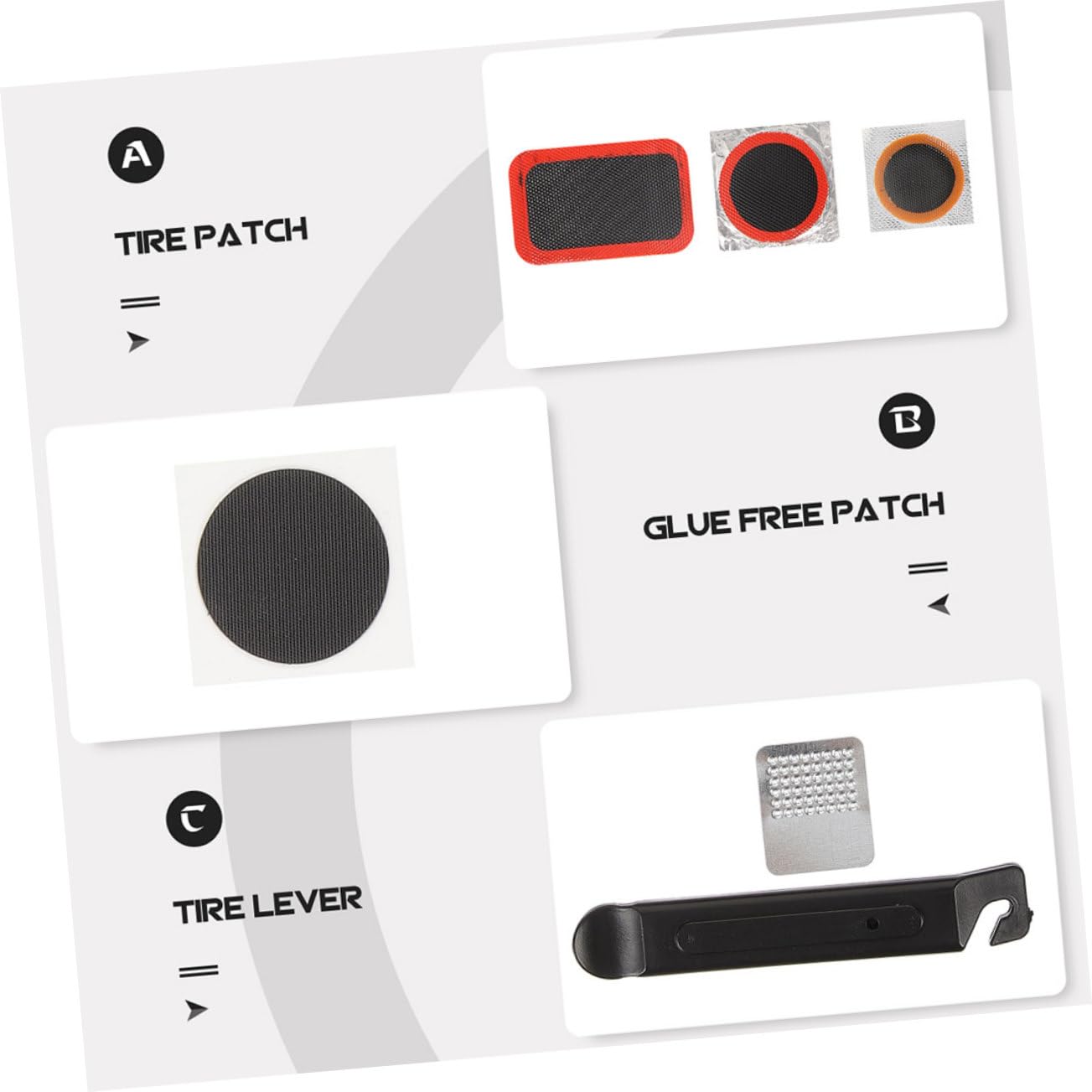 GAROZATION Bicycle Tire Repair Kit 52pcs Tire Lever Patch Kit for Bike Tube Self-Adhesive Patches for Mountain Road Bikes