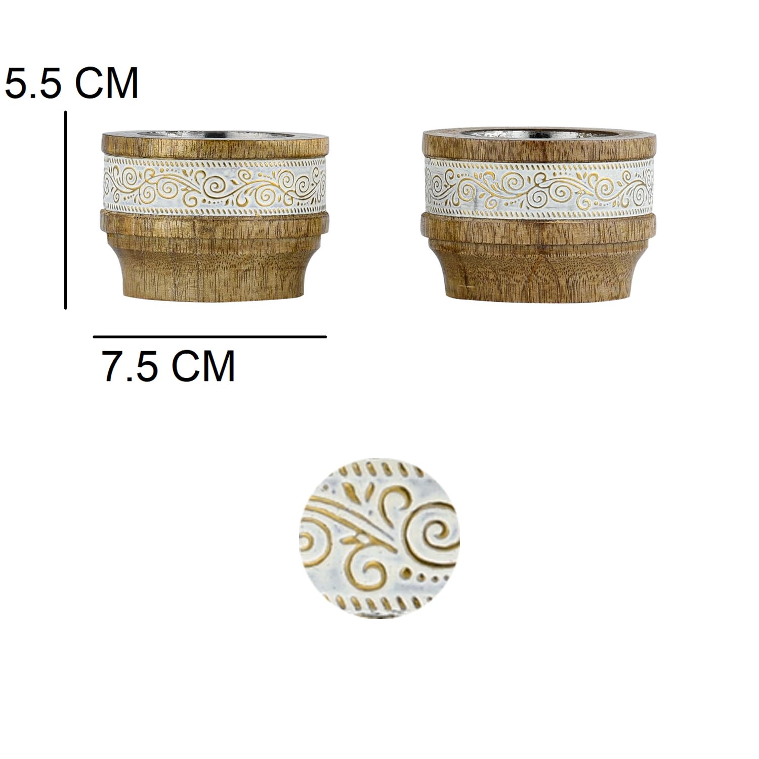 Marrakesch Teelichthalter Set – 2x Vintage Kerzenständer Aus Holz & Metall, Deko Für Wohnzimmer, Balkon, Party