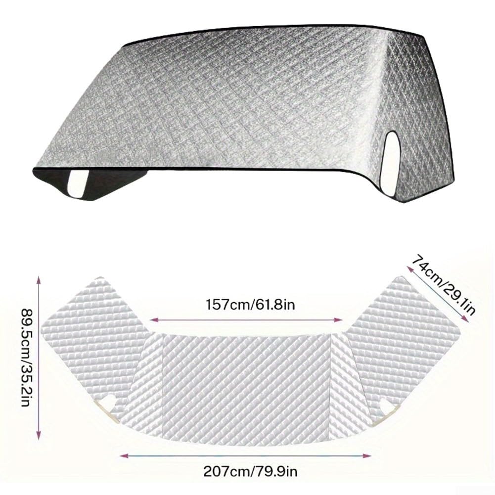 HpLive Couverture de pare-brise thermique pour Ford 1997-2020 camping-car Isolation de pare-brise 207 x 157 x 74 cm Argent