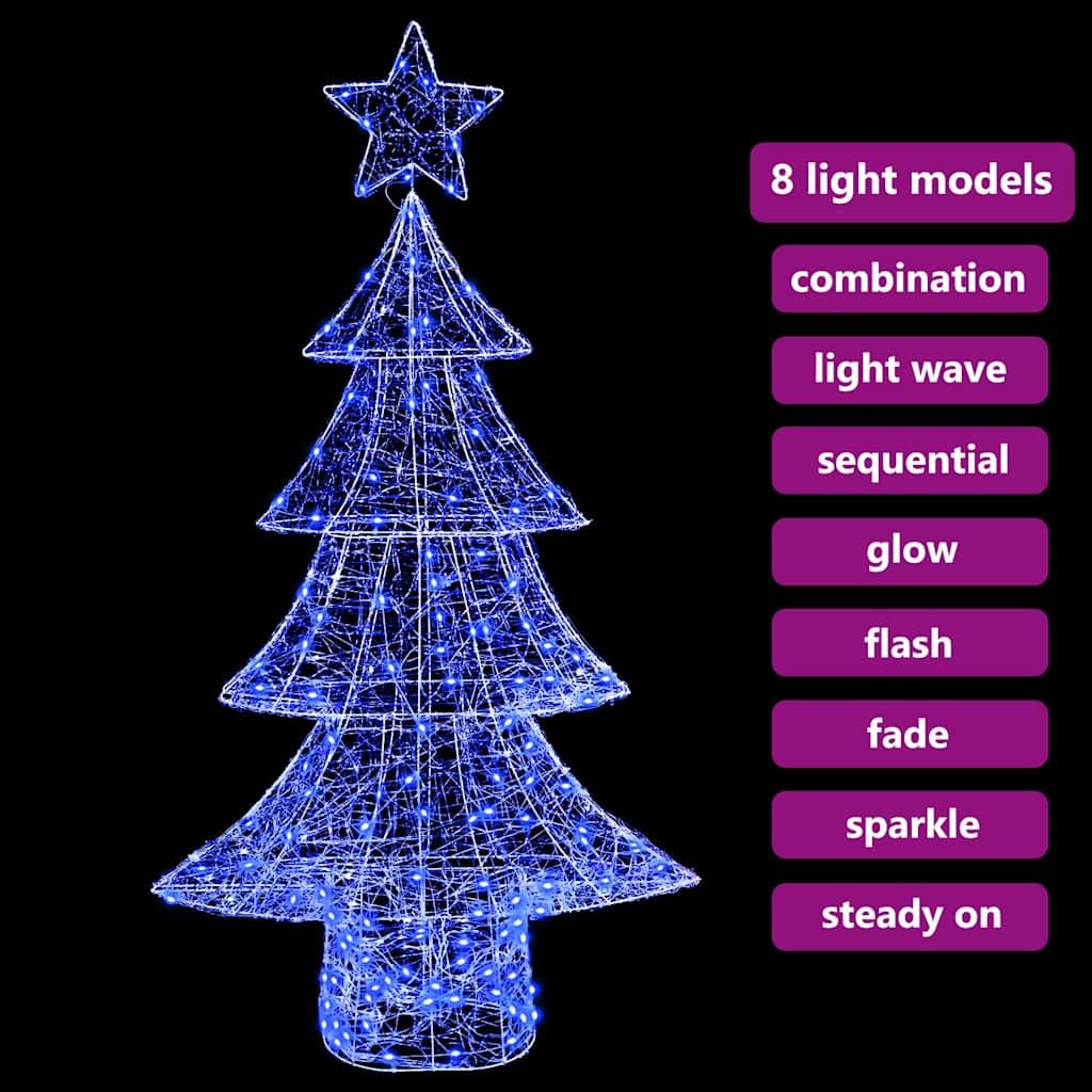Weihnachtsbaum Acryl 150 cm mit 160 LEDs Blau, 3D Deko Ornament für Wohnzimmer, Christbaumschmuck mit Stern, USB betrieben, wetterbeständig, ideal zum Schmücken und Verzieren