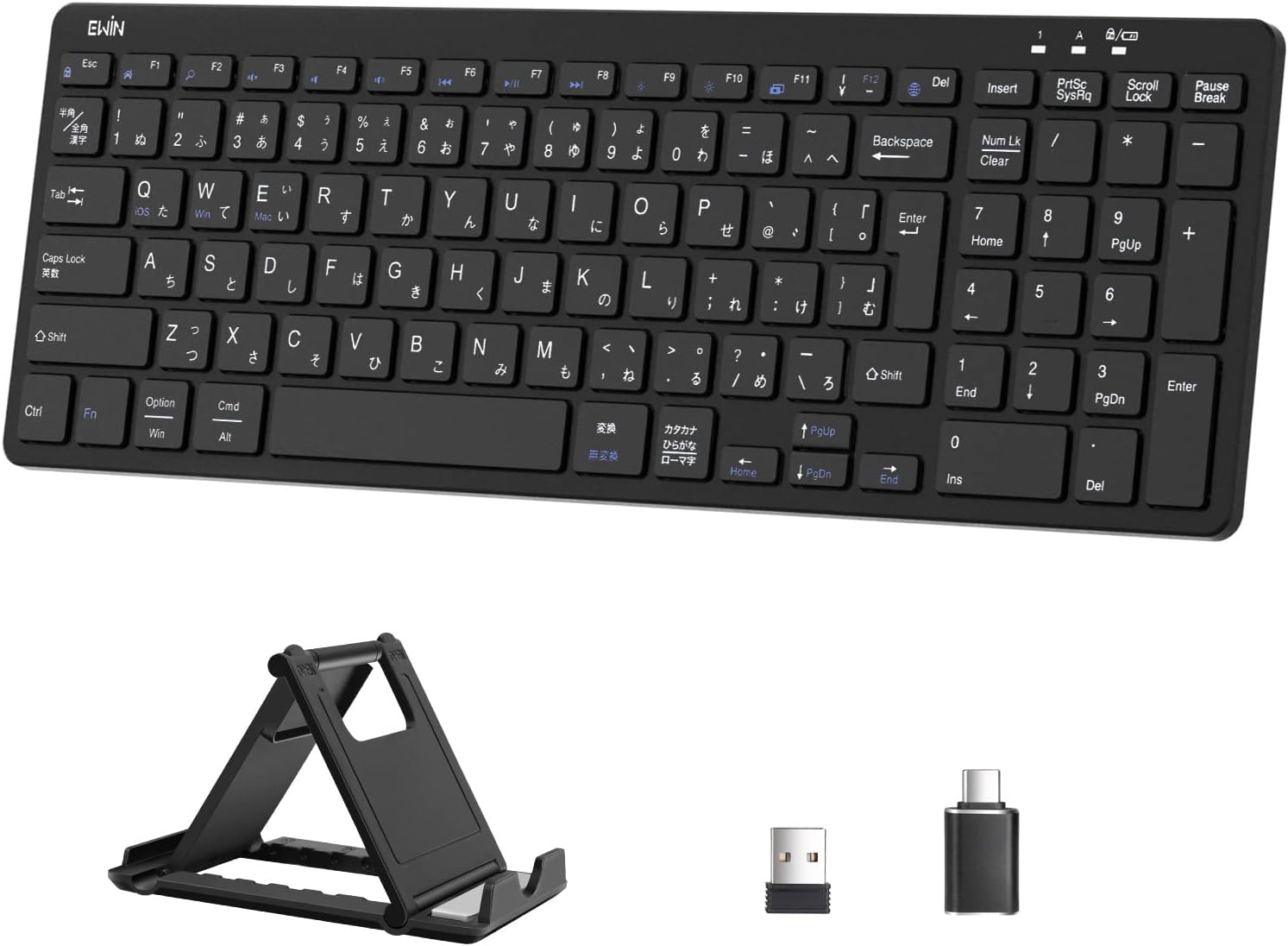 Amazon EWiN キーボード ワイヤレス 無線 2.4GHz スタンド付き ios Windows mac対応 JIS基準日本語配列