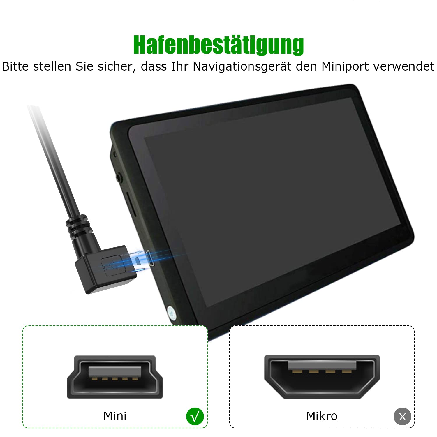 Mellbree Caricabatterie USB per Garmin Navi 2M, cavo di ricarica a 5 pin angolo retto
