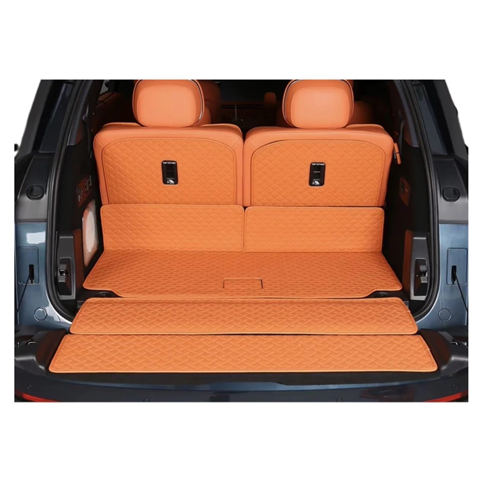 Wykładzina bagażnika Pasuje Do Lynk & Co 900 2025 2026 Skórzane Tylne Maty Do Bagażnika HCargo Liner Full Surround Boot Podkładka Ochronna Do Bagażu Zestaw mat do bagażnika(Orange 5PCS)