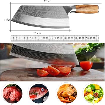 Vegetable Meat Cleaver Knife Chef Knife Chinese Cleaver Kitchen Knife Superior Class 7-inch Stainless,Vegetable Kitchen Knife for Home Kitchen or Restaurant German Steel Kitchen knife