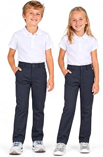 School Uniform Pants for Boys & Girls, Adjustable Waist, Wrinkle Resistant