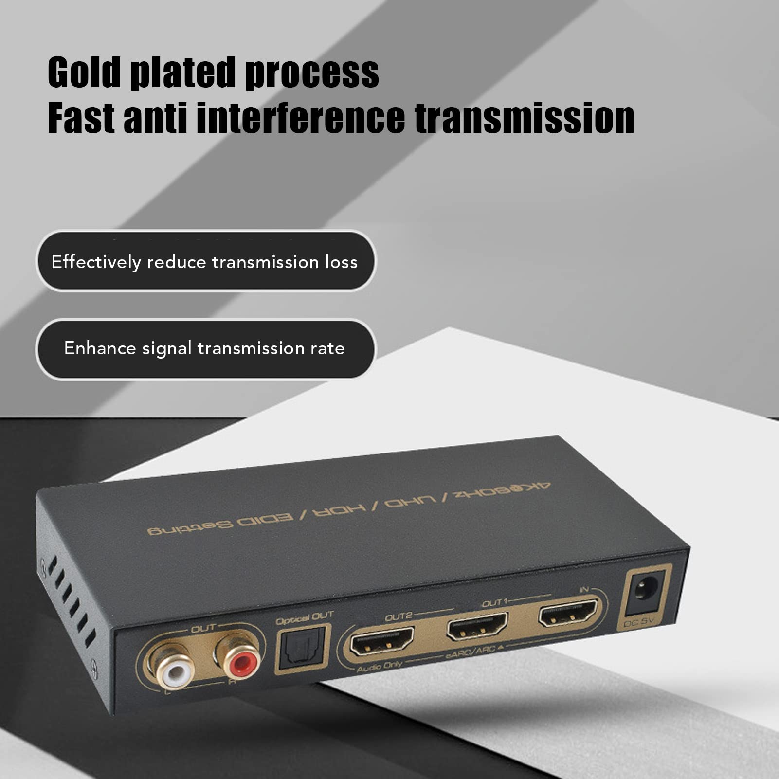 Convertidor Extractor de Audio 4K 60Hz EARC ARC, HDR HDMI a HDMI RCA óptico 7.1/5.1CH Estéreo 3.5 Mm, Compatible con HDCP 2.2 HDR, UHD, HLG, para Dolby Vision