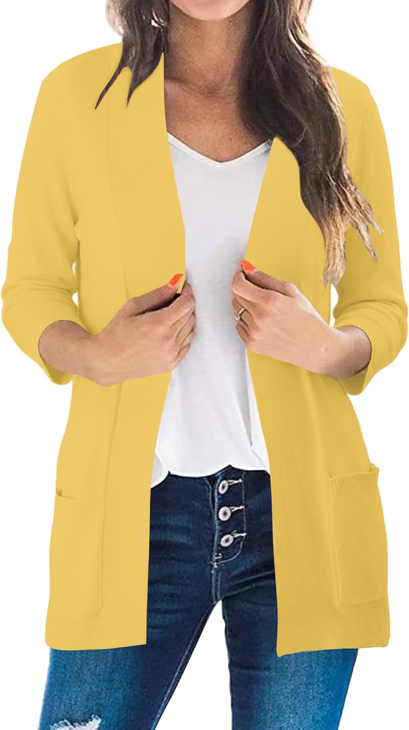 CRAZY GRID Women's Casual Cardigans with Pockets Lightweight Open Front Cardigan Sweaters Dressy Knit Outfits Plain Color - Image 2