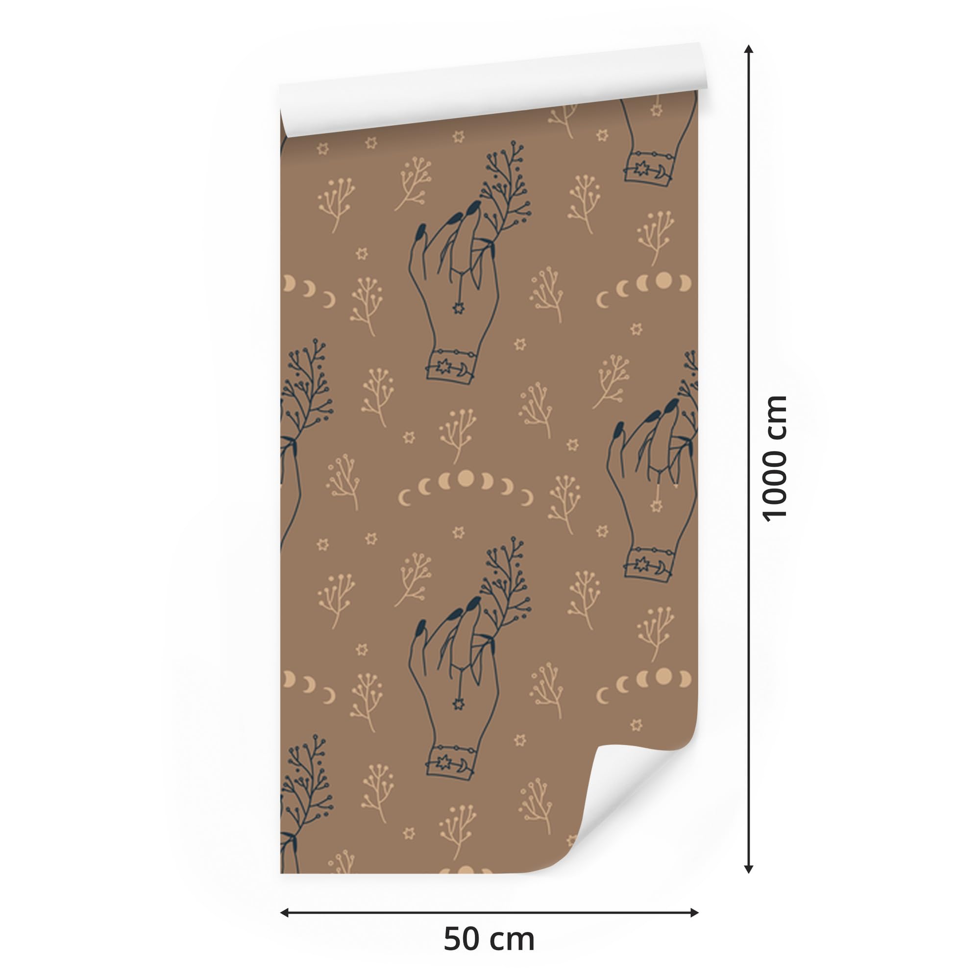 Vliestapete Boho-Muster – Orange und Braun 50 x 1000 cm