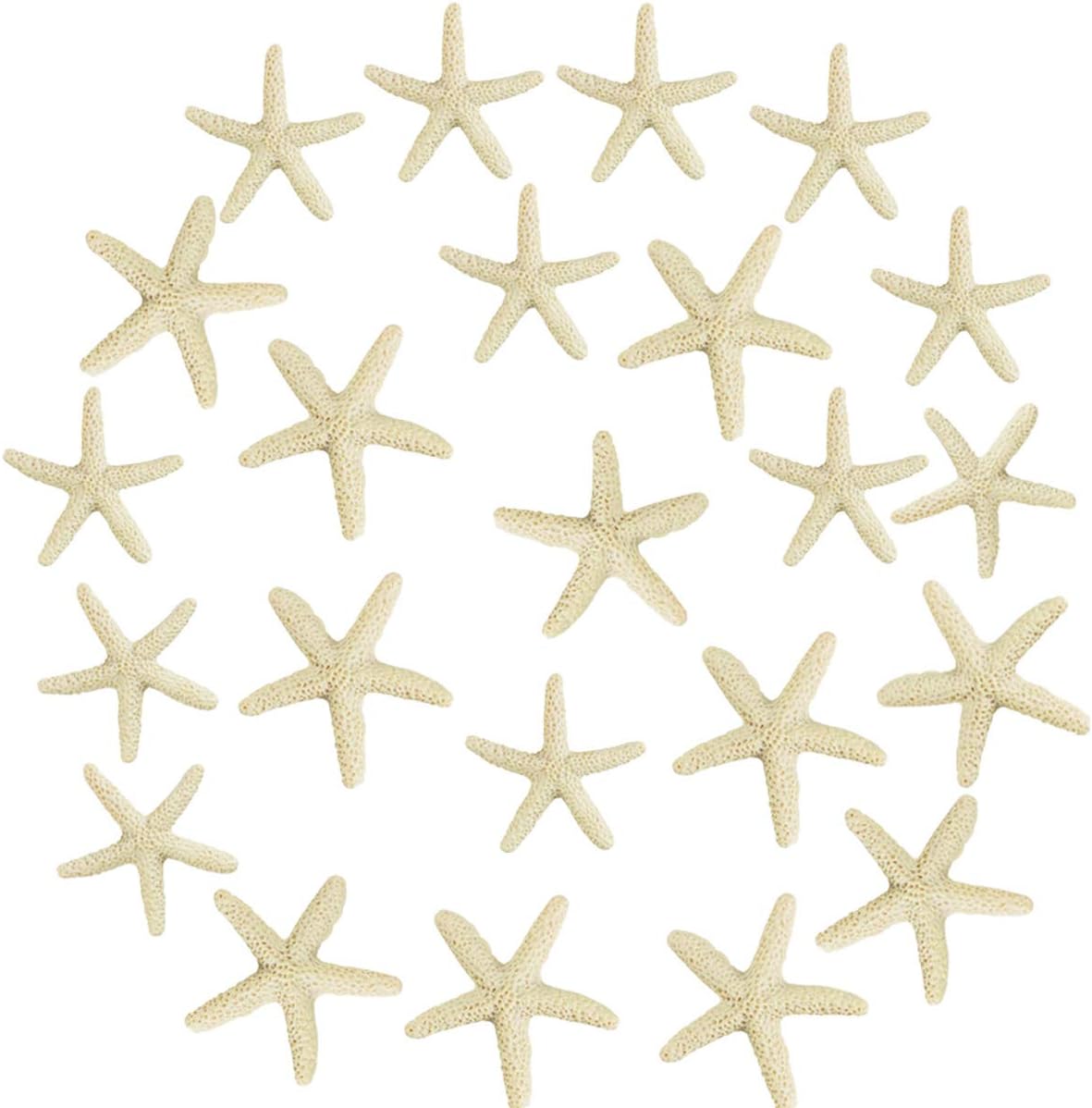 Neworkg 30 Pieces 2.3 Inches Ivory Resin Starfish Ornaments, Pencil Finger Starfish for Crafts and Wedding Home Decor