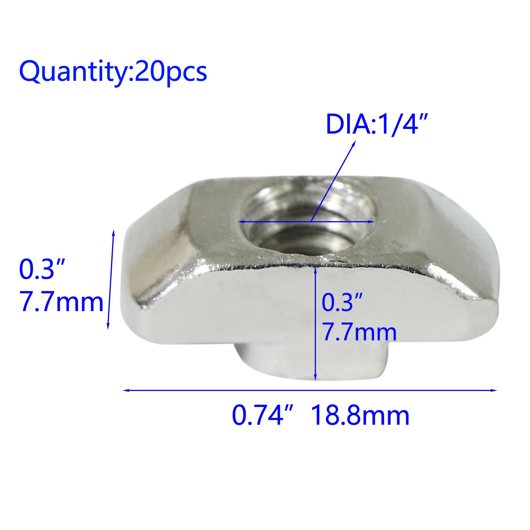 Drop in T-Nuts - 20 Pack 1/4-20 Steel -6 Drop in T-Nuts - 20 Pack 1/4-20 Steel -6