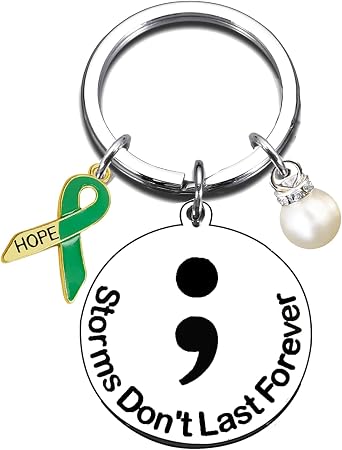 Mental Health Awareness Gifts for Women Men Healthy Keychain Therapist Gifts Acrylic Green Ribbon Inspirational Key Ring Mentalist Psychology Counselor Christmas Graduation Present