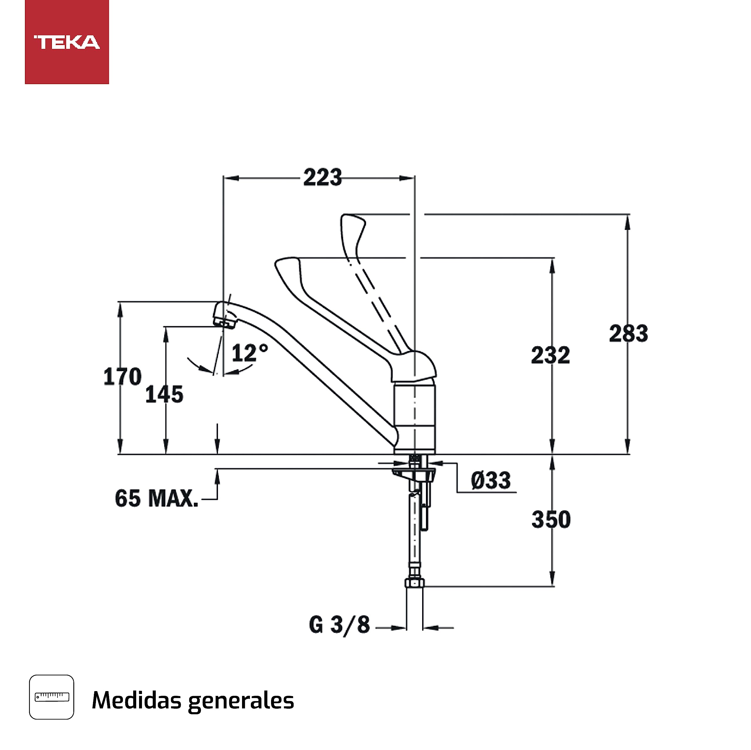 GRIFO TEKA MED913 CROMO CAÑO BAJO