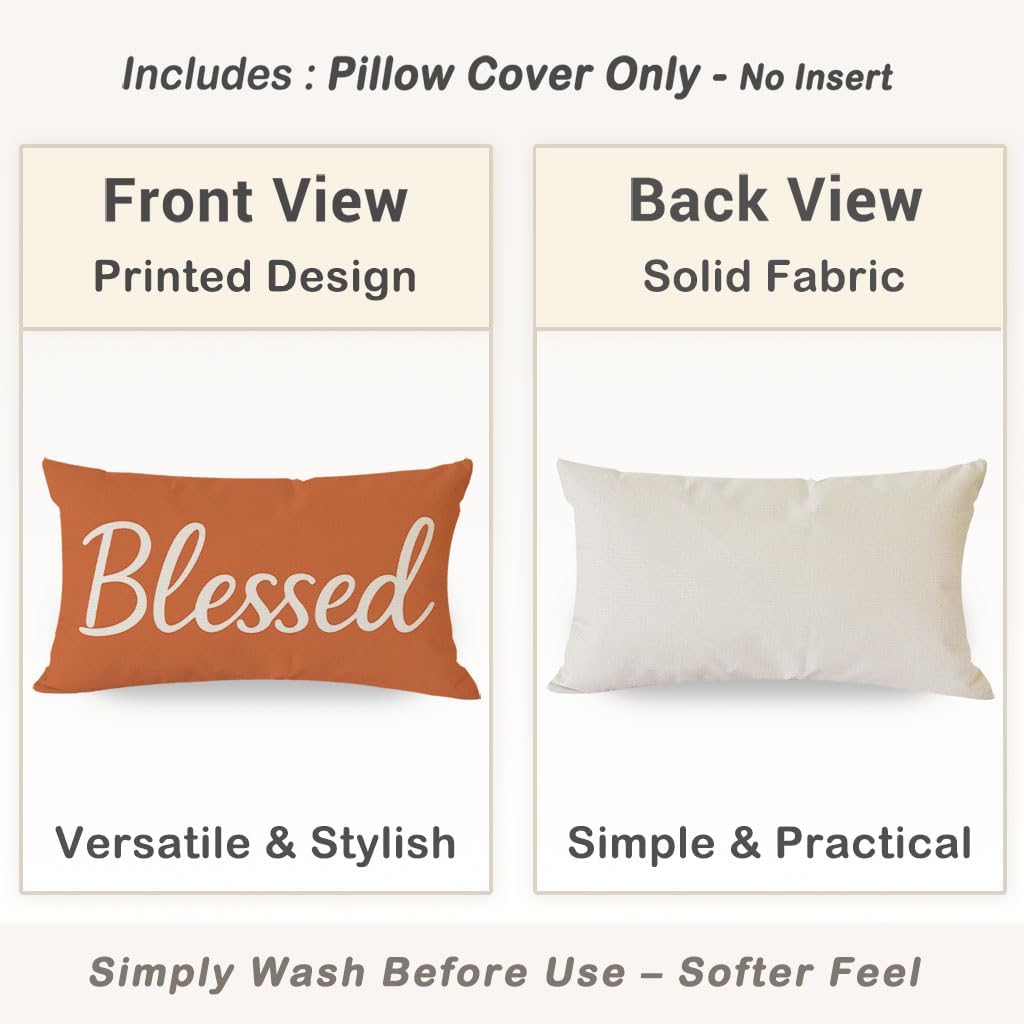 Orange Pillow Covers 12x20 Inch – Blessed image 4