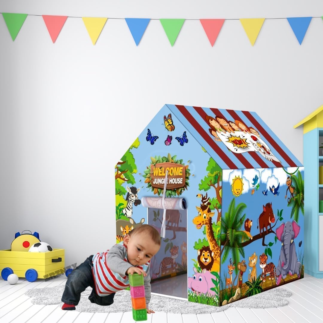 TOYSNAP Play Tent House for Kids 2–8 Years Boys Girls | Foldable Lightweight Kids Playhouse Indoor Outdoor | Colorful Children Toy Tent for Home (Jungle World Play Tent House) 2