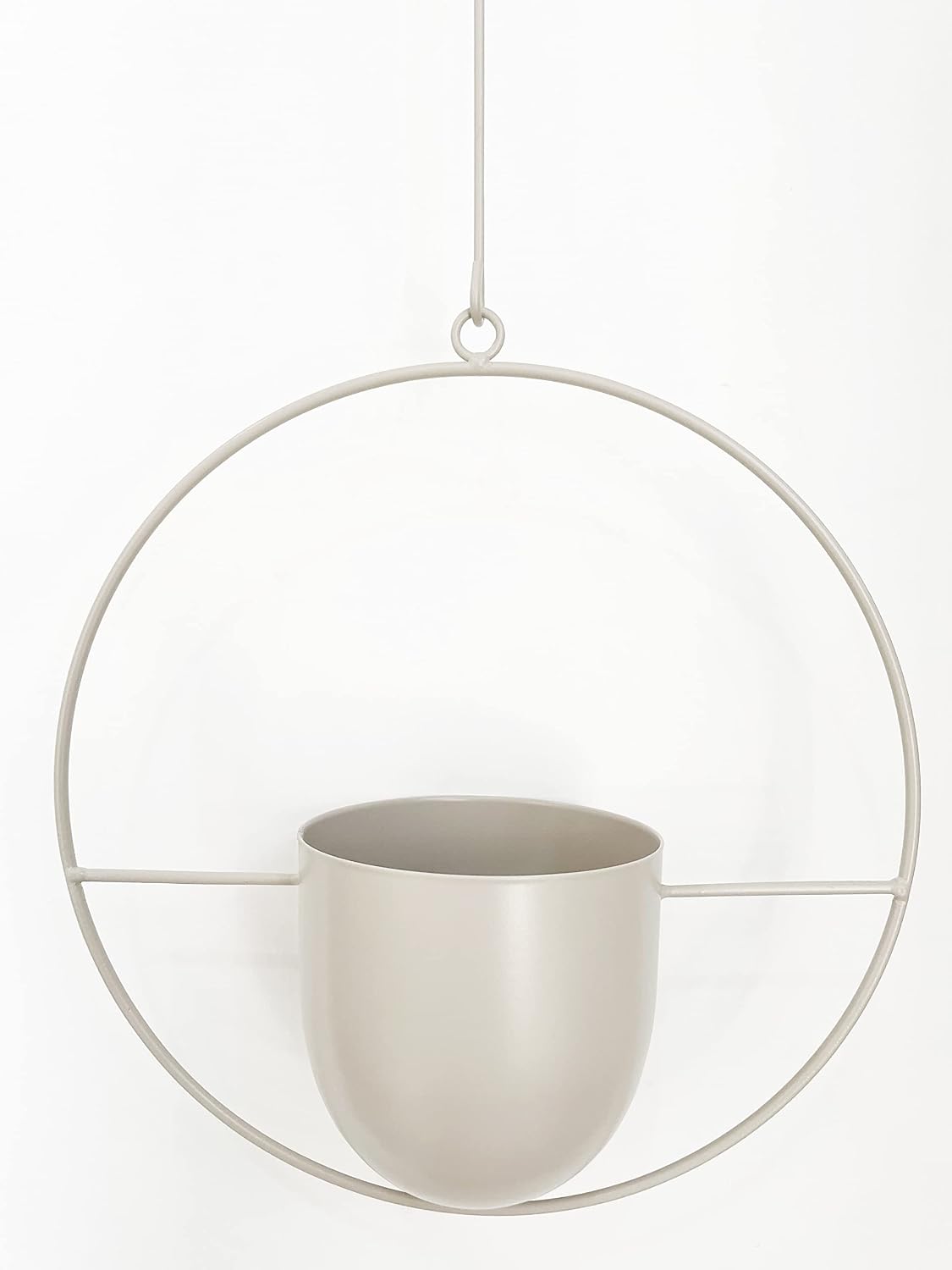 RISEON Boho White Metal Plant Hanger,Metal Wall and Ceiling Hanging Planter, Modern Planter, Mid Century Flower Pot Plant Holder, Minimalist Planter for Indoor Outdoor Home Decor…