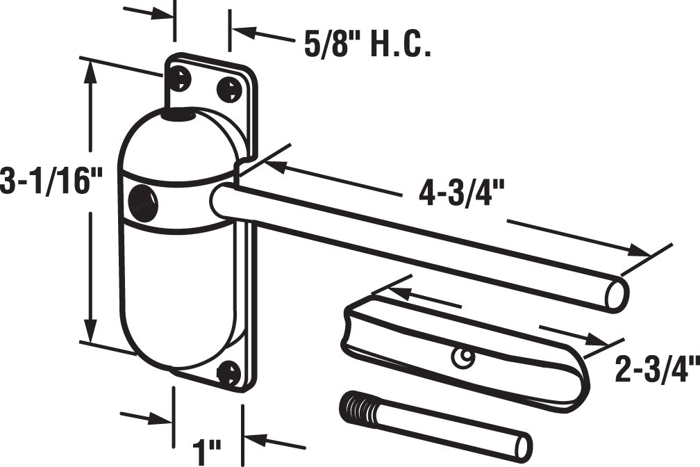 Prime-Line Products KC57US Samozamykacz do bramy i ekranu, 11,9 cm ramię, obudowa odlewana ciśnieniowo, brązowa