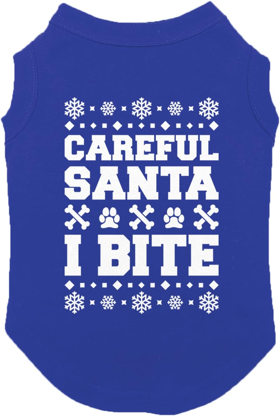 Careful Santa I Bite - Funny Christmas Ugly Sweater Pattern Dog Shirt (Dark Gray, Large)