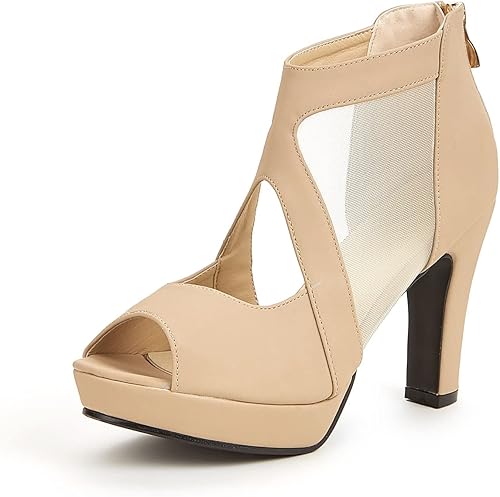 GATUXUS Open Toe Women's Platform Chunky High Heel Sandals Shoes Sexy Heels Stra